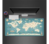 Mapa del Mundo Animal Alfombrilla Ratón XXL 800x300x2mm Alfombrilla ratón Gaming,Goma Antideslizante,Mouse Pad Lavable para Jugadores de PC, Oficina