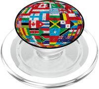 Mapa del Mundo con Banderas de países del Mundo, geografía de viajeros PopSockets PopGrip para MagSafe