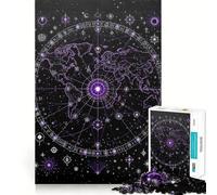 Mapa del Mundo con símbolos celestes,Rompecabezas de 1000 Piezas para Adolescentes,Juego de Entrenamiento cognitivo,Ajuste, Compacto,Divertido para Jugar en Familia (50x75cm)