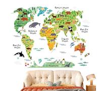 Mapa del mundo de los animales | Pegatinas educativas para la habitación - Decoración mural adhesiva | para niños, aula, escuela, casa, guardería, biblioteca, dormitorio, zona de estudio y juegos