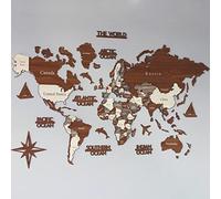Mapa del mundo de madera 3D, mapa de pared de madera, mapa del mundo, decoración de arte de pared, mapa de viaje de madera, regalo de cumpleaños (XL estándar - 200,7 x 119,4 cm)