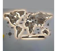 Mapa del mundo de madera iluminado para pared, acrílico moderno, decoración de viaje para el hogar y la oficina, mural iluminado para sala de estar, decoración única de mapa global