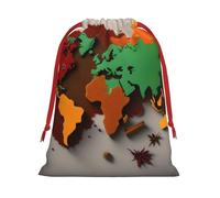 Mapa del mundo hecho de especias, colección de bolsas de regalo de varios tamaños, bolsas de regalo con cordón para mujeres, Navidad, cumpleaños, reutilizables