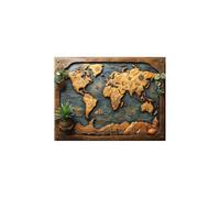 Mapa del mundo Pintar por Numeros Adultos, Luminiscencia Cuadros para Pintar por Numeros Paisaje, Kit Pintura 95 x 70cm para Regalo Mujer Luminiscencia Cuadros Decoracion Salon Modernos GYYH-7301