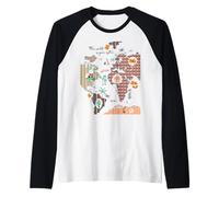 Mapa del Mundo Retro Viaje Viaje por Carretera Oyster Vacaciones Mujeres Hombres Camiseta Manga Raglan
