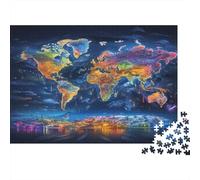 Mapa del Mundo Rompecabezas 1000 Piezas Desafío Imposible Adultos Familia DIY Papel Ilustrado Regalo Hombre Mujer Navidad 38x26cm/1000pcs