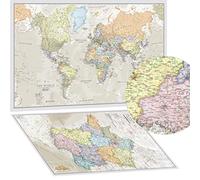 Mapa del Mundo Style Poster Classic + Tarjeta de Francia en Bonus - Plastificado - Maps International