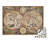 Mapa del Mundo Vintage 1000 Piezas Cartón Extra Grueso Paquete De Rompecabezas para Adultos Desafío Juego Educativo Decoración De Paredes Idea De Regalo 38x26cm/1000pcs