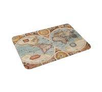 Mapa del Mundo Vintage 3D Felpuda Antideslizante Felpudo de Suelo Alfombra Dust-Proo Alfombra para Entrada a la Cocina Dormitorio Bases para los pies - 60x90cm