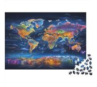 Mapa del mundoa Rompecabezas De Madera De 1000 Piezas para Adultos, para Desafiantes Juegos De Actividades Familiares, Rompecabezas De 1000 Piezas para Adultos 1000pcs (75x50cm)