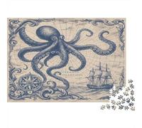 Mapa del Océano del Pulpo Puzzle 1000 Piezas De Cartón Grueso Juego De Rompecabezas En Paquete Anti Estrés Adultos para Fiesta De Pijamas como Regalo Original 38x26cm/1000pc