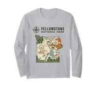 Mapa del Parque Nacional de Yellowstone: Viajes de inspiración Vintage Manga Larga