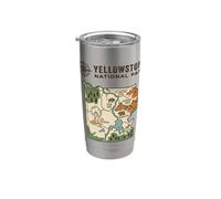 Mapa del Parque Nacional de Yellowstone: viajes de inspiración vintage Vaso térmico de acero inoxidable de doble pared