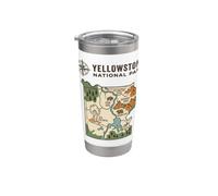 Mapa del Parque Nacional de Yellowstone: viajes de inspiración vintage Vaso térmico de acero inoxidable de doble pared
