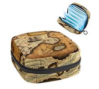 Mapa del tesoro náutico pirata, bolsa de época portátil, bolsa de almacenamiento de tampones, soporte para tampones para bolso, organizador de productos femeninos, Varios colores, 4.7x6.6x6.6 in/12x17x17 cm