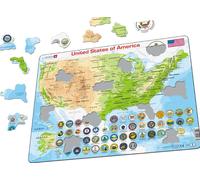 Mapa Del The Estados Unidos, Con Insignias - Puzle Rompecabezas 29x37cm K36