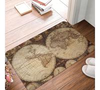 Mapa del Viejo Mundo dibujado en estilo nostálgico. Atlas histórico artístico vintage. Alfombra de entrada duradera y suave, alfombra de bienvenida, para interiores y exteriores. Suela de goma, 16 x 2