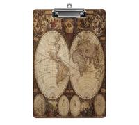 Mapa del Viejo Mundo Mapa Náutico Retro Océano Arte Vintage Atlas Histórico Portapapeles Acrílico Rústico Creativo Tamaño Carta Clip Metálico Pizarra Resistente Soporte de Documentos de Plástico Duro