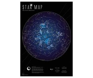 Mapa estelar fluorescente que brillan en la oscuridad, diseño de estrellas y cielo nocturno - 59.4 x 84.1 cm
