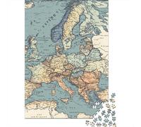 Mapa Europa Vintage Rompecabezas 1000piezas Estilo cartografía histórica Piezas Bien Cortadas para Adultos Estimulante Mental para Regalo Sin Piezas Faltantes 70x50cm/1000pcs