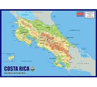 Mapa físico de Costa Rica - La colección Oxford - Tamaño A1 - Papel laminado