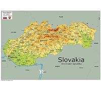 Mapa físico de Eslovaquia, colección Oxford, tamaño A2, papel laminado