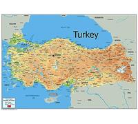 Mapa físico de Turquía - Colección Oxford - Tamaño A2 - Papel laminado