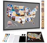 Mapa fotográfico de Estados Unidos, mapa de viaje de 50 estados, 24 x 36 pulgadas, incluye fotógrafo, gran rascado de Estados Unidos que visitamos vocaciones de Estados Unidos, decoración de pared