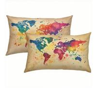 Mapa Fundas Cojines 50x60 Terciopelo Juego de 2, Lujosas Funda Cojin Amarillo Súper Suaves y Cómodas, Funda de Almohada con Cremallera Oculta, Durable y Fácil Cuidado, para Sofá, Cama, Silla S6-164
