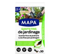 Mapa - Guantes finos de jardinería x 50 - Destreza y resistencia - Nitrilo y Vinilo - Caja dispensadora de 50 guantes finos - Negros - Talla L/XL