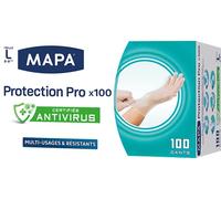 MAPA - Guantes Protection Pro x 100 - Guantes finos de vinilo sin polvo y sin látex - Reciclables con TerraCycle - Certificados Antivirus - 1 caja de 100 guantes - Talla L