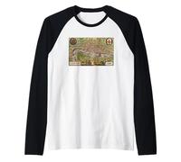 Mapa histórico de Londres Inglaterra City 1598 Recuerdo Antiguo Camiseta Manga Raglan