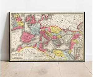 Mapa histórico - Mapa del imperio romano en el período de su mayor extensión del año A.D. 107, 1875 Atlas clásico - Arte de pared vintage - 36 x 24 pulgadas