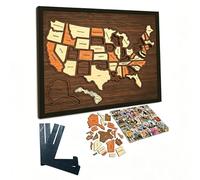 Mapa Interactivo Reutilizable de Puntos de Referencia en Corcho para Viajes, Rompecabezas portátil de Madera para Aprender geografía, Regalo para Parejas y familias