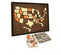 Mapa Interactivo Reutilizable de Puntos de Referencia en Corcho para Viajes, Rompecabezas portátil de Madera para Aprender geografía, Regalo para Parejas y familias