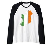 Mapa irlandés y bandera de Irlanda Patrimonio Día de San Patricio Camiseta Manga Raglan