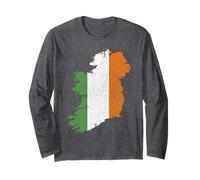Mapa irlandés y bandera de Irlanda Patrimonio Día de San Patricio Manga Larga