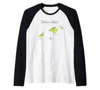 Mapa Islas Baleares Mallorca Ibiza Menorca Camiseta Manga Raglan