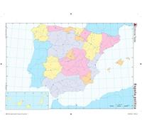 MAPA MUDO ESPAÑA POLITICO (COLOR) (25 UDS)