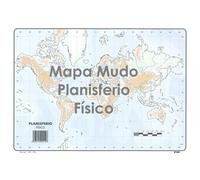 Mapa Mudo SELVI Color Din-A4 Planisferio Físico, Caja x50