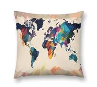 Mapa Mundial Abstracto Fundas De Cojín Decorativa Funda De Cojíns Decorativo Fundas De Cojin For Oficina Sofá Silla Coche 45X45Cm