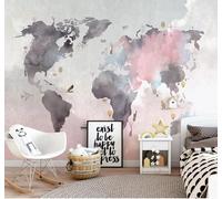 Mapa Mundial Grande Abstracto Dibujado A Mano Y A Color 3D Papel Pintado Pared Fácil Instalación Oficina Sala Estar Sofá Dormitorio TV Fondos Decoración-200cm×140cm
