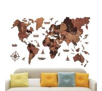 Mapa Mundial Para Arte De Pared: Decoración De Viaje Multicapa De Madera 3D, Mapa Colorido De Estados Y Capitales, Estilo Póster Vintage | Colgante De Pared Decorativo Para El Hogar, Oficina, Escuela,