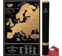 Mapa Para Rascar de Europa Fácil de Enmarcar - Póster de Mapa de Viaje Europeo de 61 x 41 con Ciudades - Grandes Mapas de Pared de Viaje Rascable con Rascador Incluido - Scratch off Europe Map
