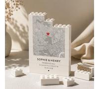 Mapa Personalizado Pareja Foto y Texto Bloques de Construcción Personalizados Objeto Personalizable Decoración Hogar Boda para Mujer Hombre Enamorados Donde Todo Comenzó