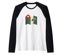 Mapa plano Pin Camp Icono Camiseta Manga Raglan
