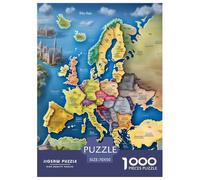 Mapa político de Europa 1000 Piezas Geografía Puzzles para Adultos Juego De Rompecabezas Decoración Educational Game Cumpleaños Relajación Y Sabiduría 70x50cm/1000pcs