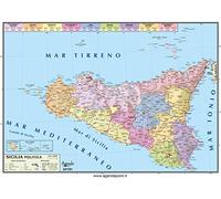 Mapa regional SICILIA geográfico físico - política 21x30 AGENDEPOINT.IT® plastificado brillante para uso escolar