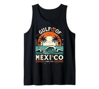 Mapa retro costero vintage del Golfo de México y vida marina Camiseta sin Mangas