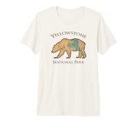 Mapa Topográfico Vintage del Parque Nacional Yellowstone Bear Camiseta Premium